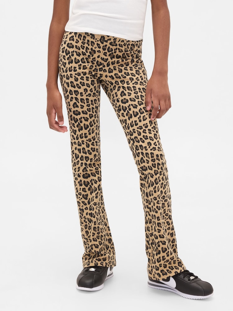 Gap Brown Leopard Print Flare Leggings (4-13yrs) - Image 1 of 5