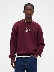Gap Burgundy Red Oversized Heavyweight Logo Sweatshirt - Image 1 of 4