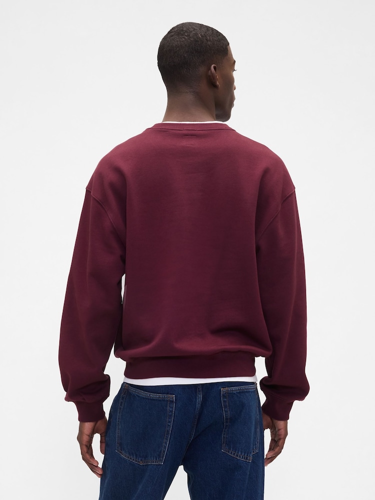 Gap Burgundy Red Oversized Heavyweight Logo Sweatshirt - Image 2 of 4