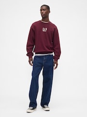 Gap Burgundy Red Oversized Heavyweight Logo Sweatshirt - Image 3 of 4