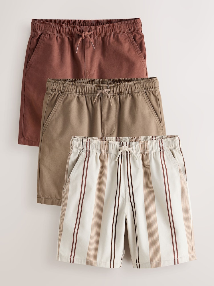 Brown 3 Pack Shorts (3-16yrs) - Image 1 of 7 Brown 3 Pack Shorts (3-16yrs) - Image 1 of 7