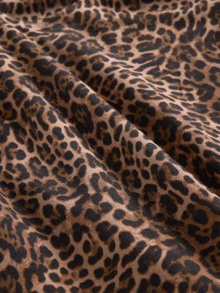 Gap Leopard Print Brown CloseKnit Jersey Boatneck Open-Back T-Shirt - Image 4 of 4