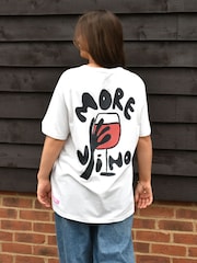 We Are Proper Good Cream More Vino Wine Back Print Graphic Short Sleeve T-Shirt - Image 3 of 7