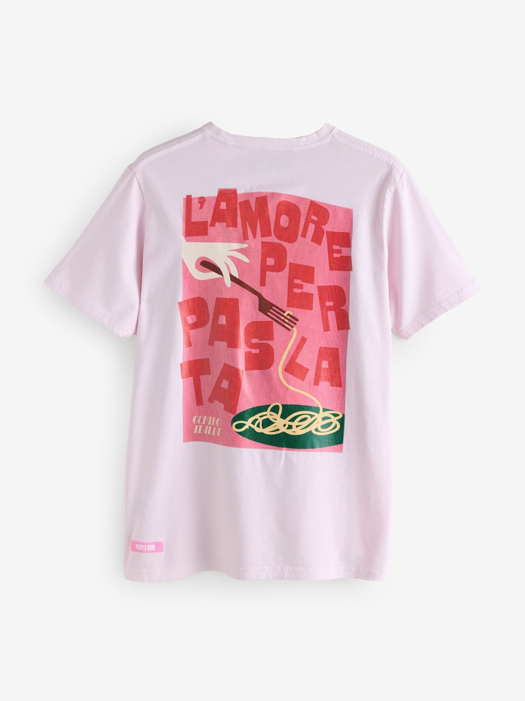 Buy We Are Proper Good Pink Pasta Back Print Graphic Short Sleeve