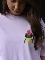 We Are Proper Good Pink Western Rodeo Frog Back Print Graphic Short Sleeve T-Shirt - Image 3 of 6