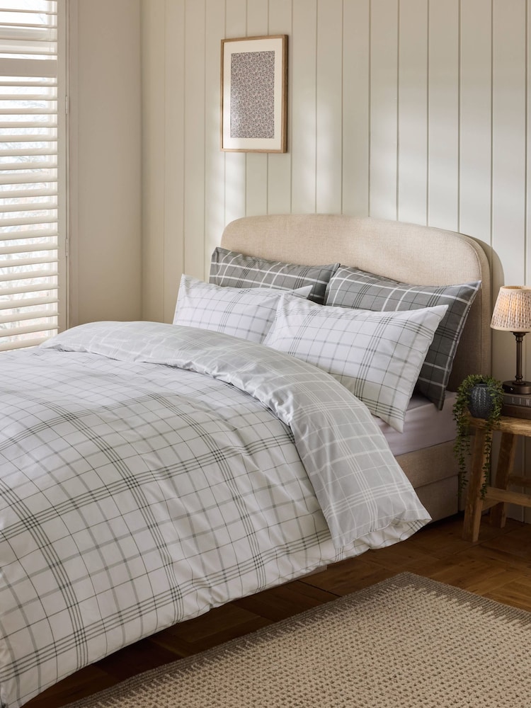 طقم من 2 غطاء لحاف وكيس وسادة بوجهين بتصميم مربعات - صورة 1 من 11