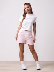 Gym King Pink Relaxed Fit Script Shorts - Image 1 of 4
