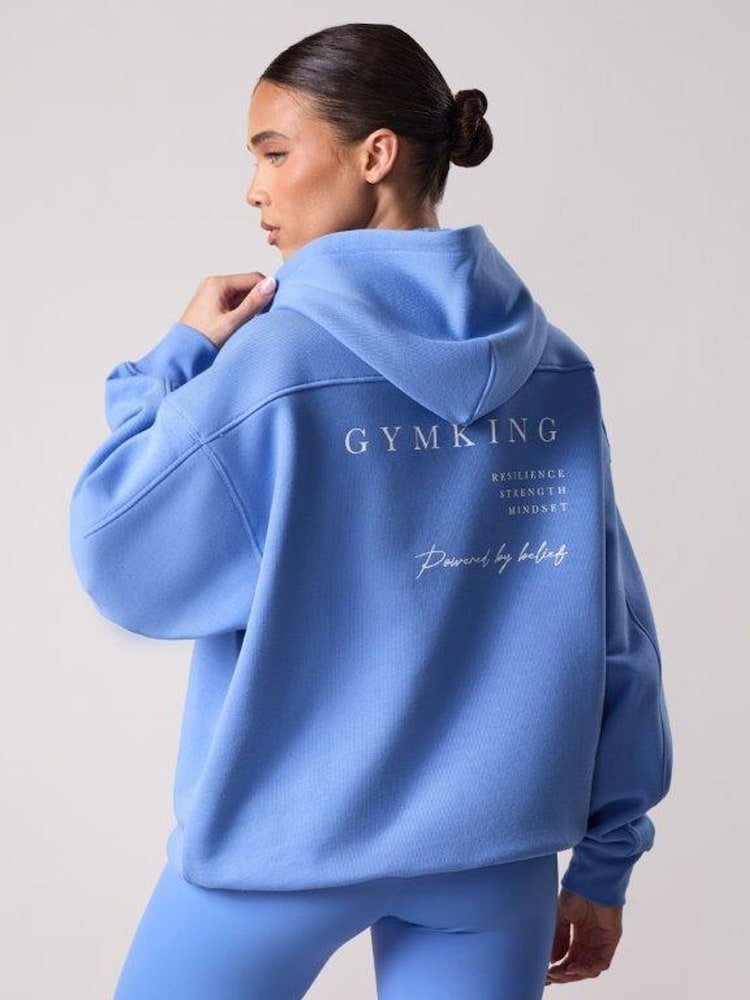 Gym King Blue Oversized Define Hoodie - Image 2 of 4 Gym King Blue Oversized Define Hoodie - Image 2 of 4