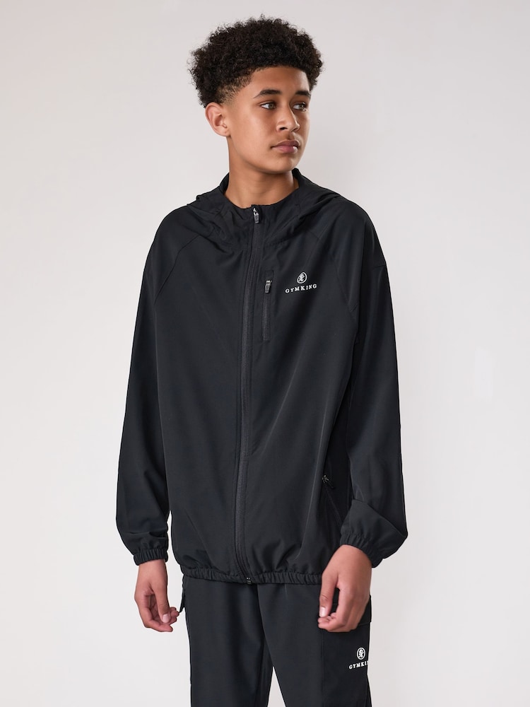 Gym King Black Pro Woven Hoodie - Image 1 of 4 Gym King Black Pro Woven Hoodie - Image 1 of 4