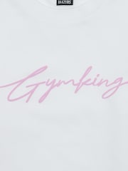 Gym King White Script Jersey Fitted T-Shirt - Image 4 of 4