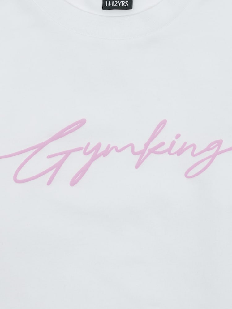 Gym King White Script Jersey Fitted T-Shirt - Image 4 of 4