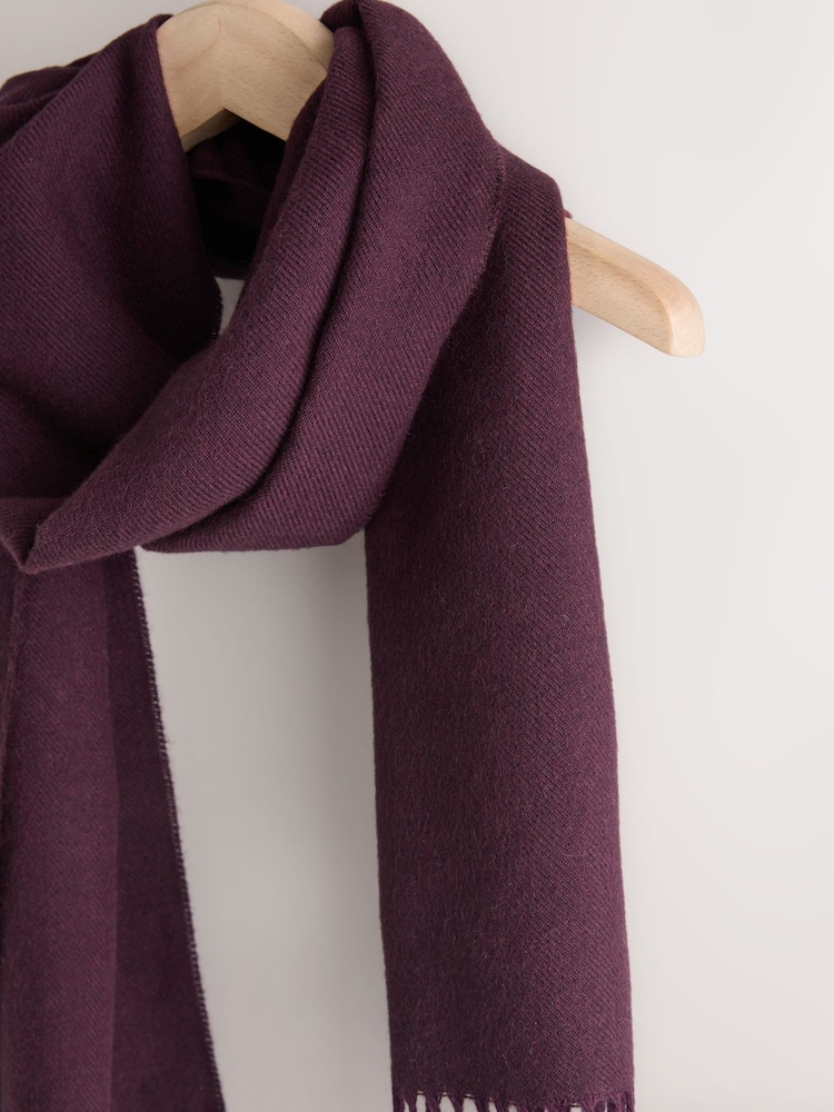 Berry Red Premium Made in Italy Midweight Scarf with Containing Wool - Image 2 of 3