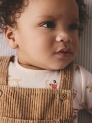 Tan Brown Cord Dungaree and Bodysuit Set - Image 4 of 12