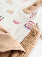 Tan Brown Cord Dungaree and Bodysuit Set - Image 9 of 12