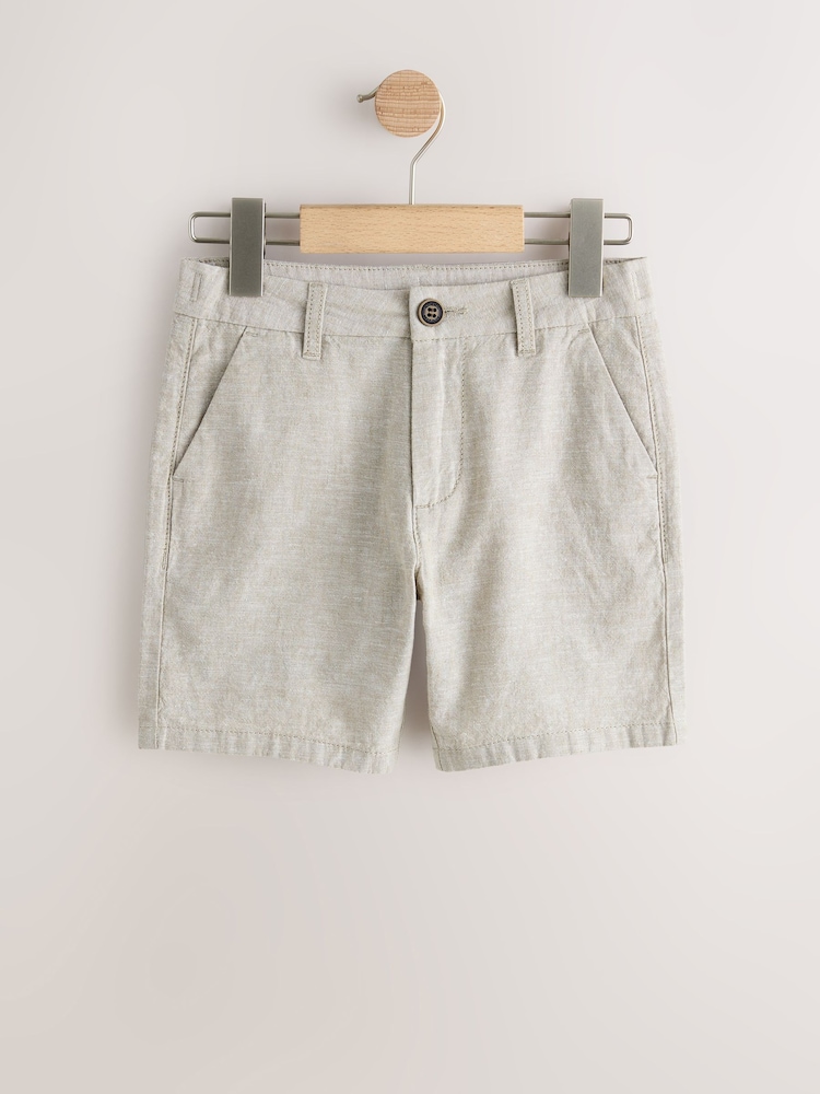 Blue/Stone 2 Pack Chino Linen Shorts (3-16yrs) - Image 2 of 6