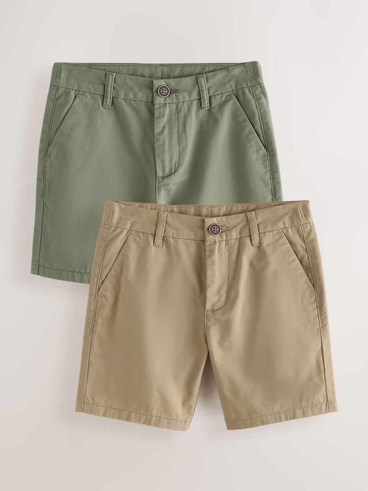 Khaki/Tan 2 Pack Chino Shorts (3-16yrs) - Image 1 of 6