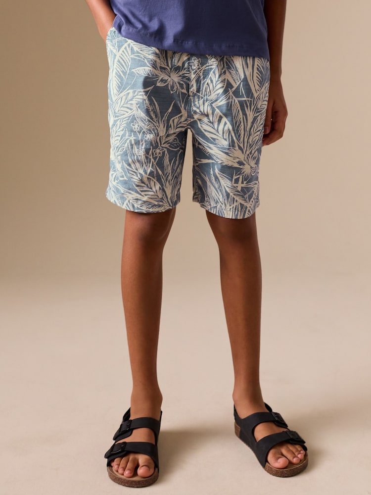 Leaf Print Blue Hybrid Waist Shorts (3-16yrs) - Image 1 of 8