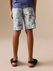 Leaf Print Blue Hybrid Waist Shorts (3-16yrs) - Image 3 of 8