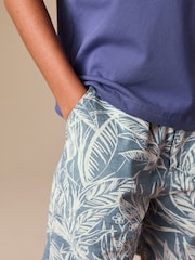 Leaf Print Blue Hybrid Waist Shorts (3-16yrs) - Image 4 of 8