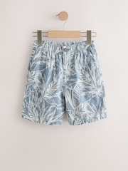Leaf Print Blue Hybrid Waist Shorts (3-16yrs) - Image 5 of 8