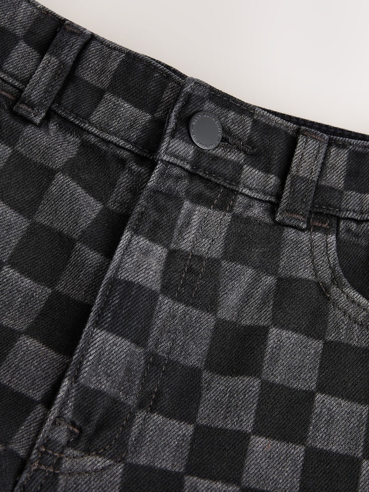 Grey Check Denim Jort Shorts (3-16yrs) - Image 8 of 8
