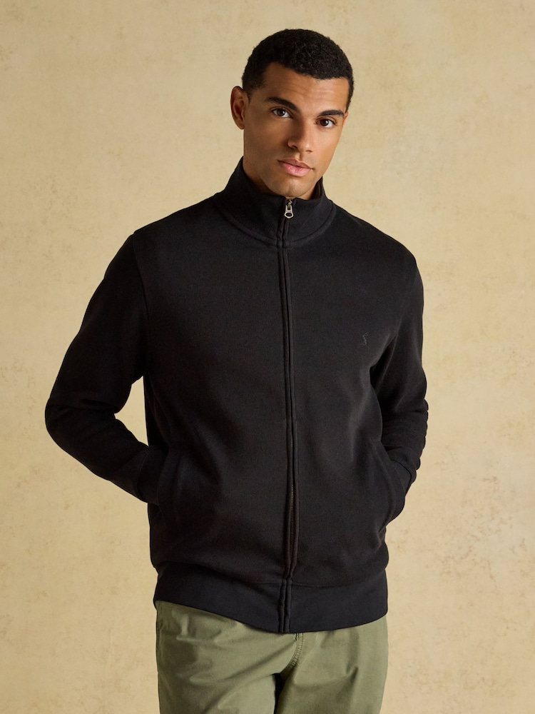 Joules Black French Rib Full Zip Up Sweatshirt - Image 1 of 11
