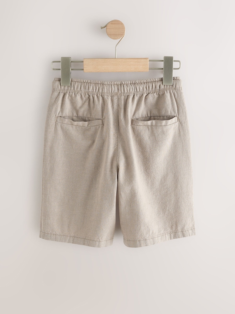 Taupe Linen Blend Pull on Shorts (3-16yrs) - Image 2 of 4