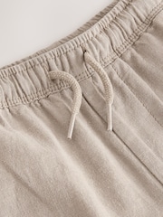 Taupe Linen Blend Pull on Shorts (3-16yrs) - Image 3 of 4