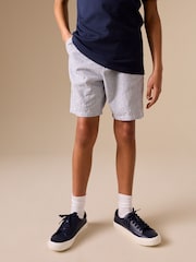 Ecru/Blue Stripe Linen Blend Pull on Shorts (3-16yrs) - Image 1 of 4