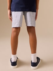 Ecru/Blue Stripe Linen Blend Pull on Shorts (3-16yrs) - Image 3 of 4