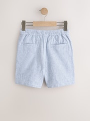 Ecru/Blue Stripe Linen Blend Pull on Shorts (3-16yrs) - Image 5 of 8