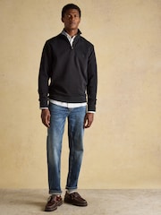 Joules Alistair Black French Ribbed Knit Quarter Zip Sweatshirt - Image 4 of 7