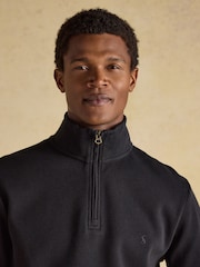 Joules Alistair Black French Ribbed Knit Quarter Zip Sweatshirt - Image 5 of 7