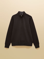 Joules Alistair Black French Ribbed Knit Quarter Zip Sweatshirt - Image 7 of 7