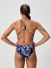 Speedo Black Printed V-Back 2.0 Swimsuit - Image 3 of 6