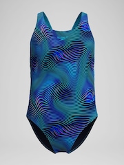 Speedo Blue Print Leaderback One Piece Swimsuit - Image 1 of 6