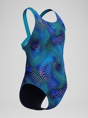 Speedo Blue Print Leaderback One Piece Swimsuit - Image 2 of 6