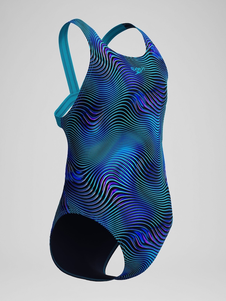 Speedo Blue Print Leaderback One Piece Swimsuit - Image 2 of 6