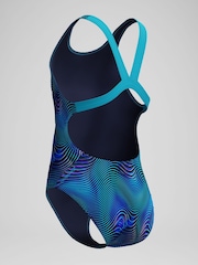 Speedo Blue Print Leaderback One Piece Swimsuit - Image 4 of 6