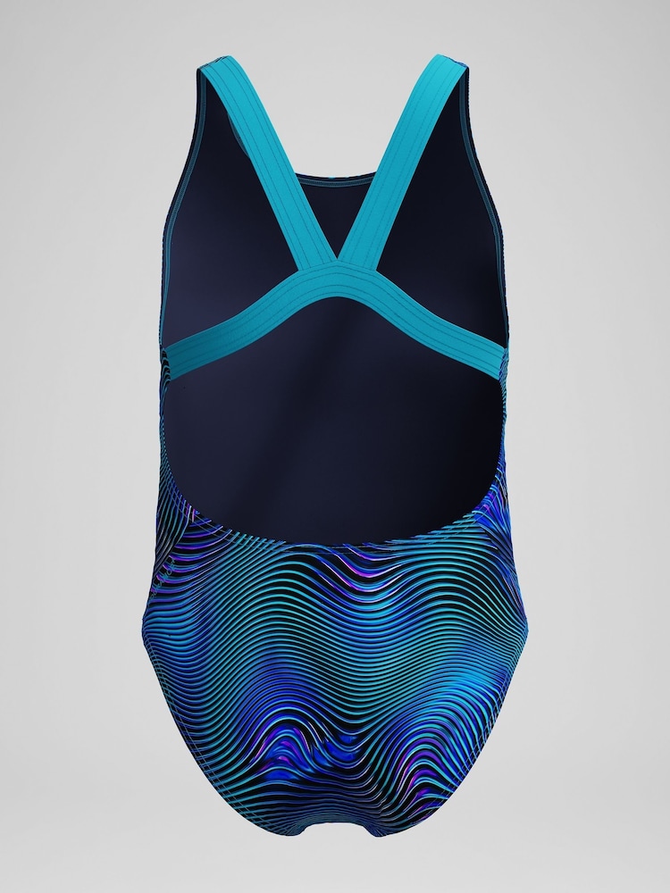 Speedo Blue Print Leaderback One Piece Swimsuit - Image 6 of 6