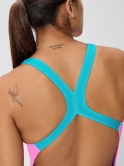 Speedo Pink Solid Powerback Swimsuit - Image 4 of 5