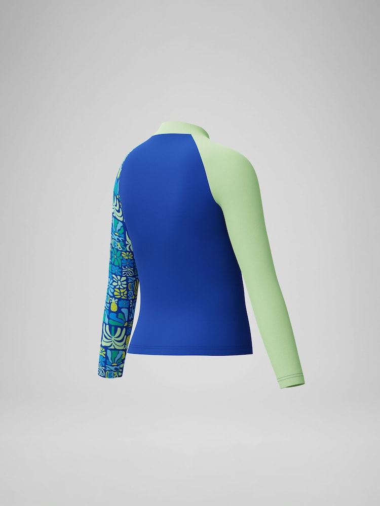 Speedo Blue Long Sleeve Print Rash Guard Vest - Image 6 of 6