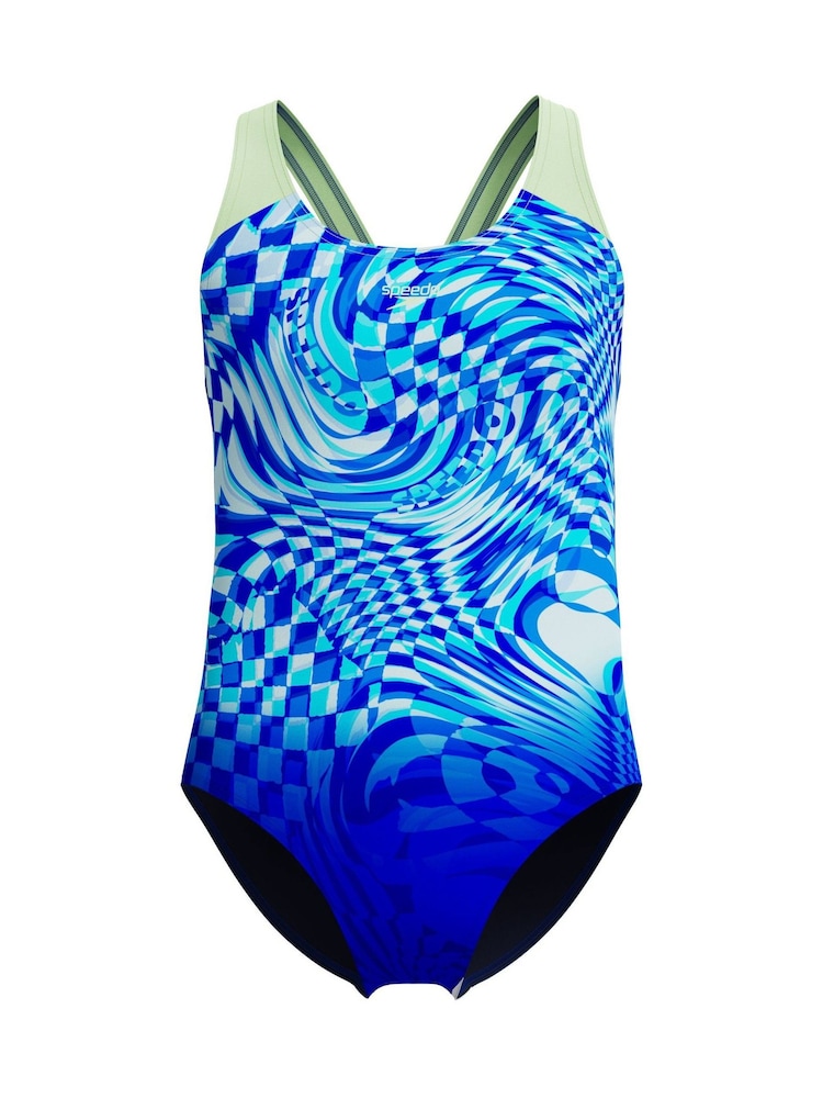 Speedo Blue Print Splashback One Piece Swimsuit - Image 1 of 8