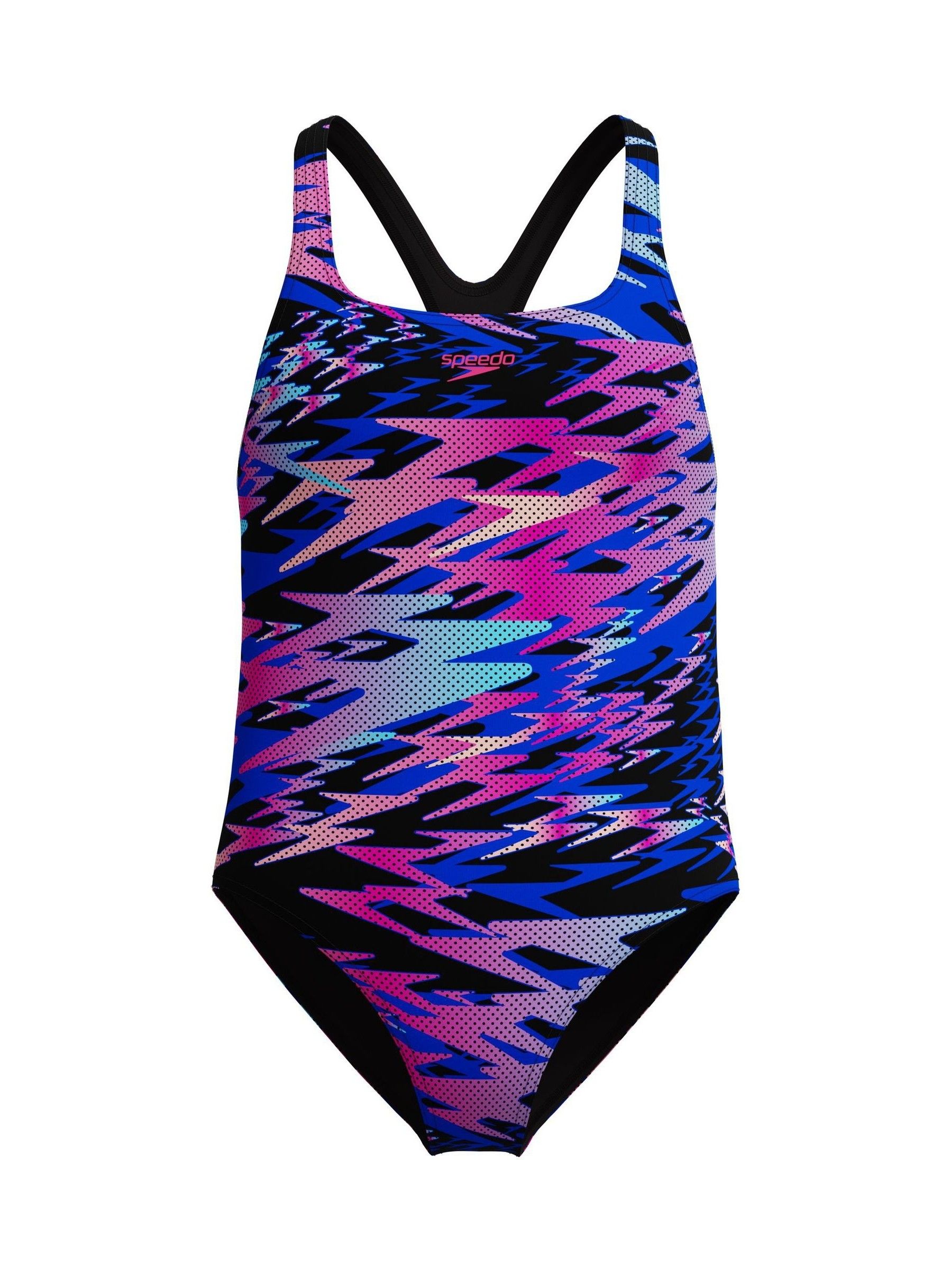 Speedo Hyperboom Allover Medalist Teen Swimsuit 15-16 Years Black/Pink - Image 5