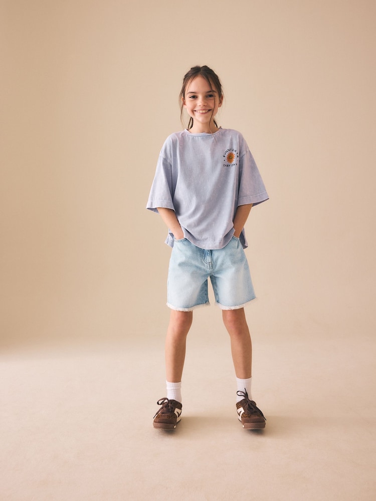 Denim albastru nuanță medie - Bermuda Shorts (3-16yrs) - Imaginea 1 din 8