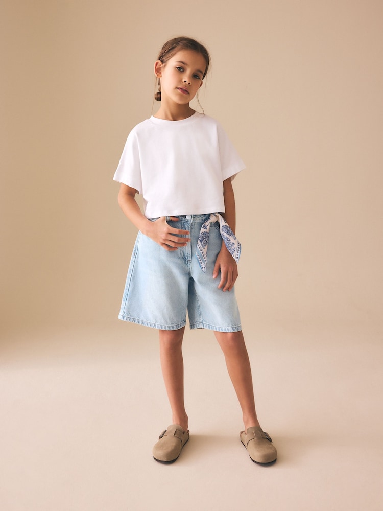 Light Blue Regular Length Relaxed Denim Shorts (3-16yrs) - Image 1 of 10