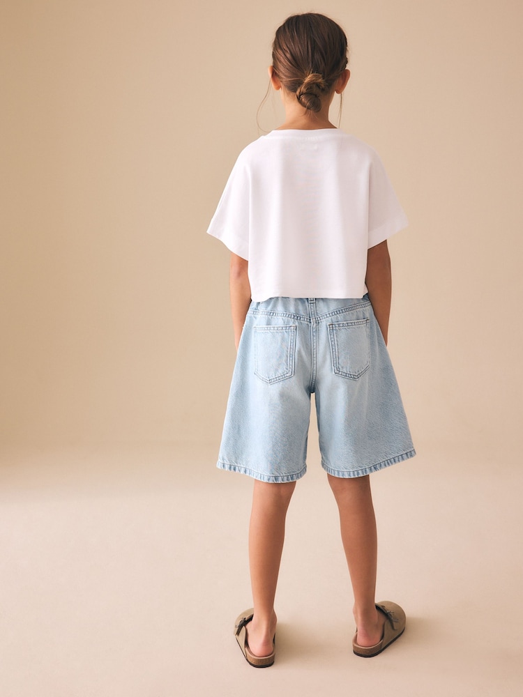 Light Blue Regular Length Relaxed Denim Shorts (3-16yrs) - Image 2 of 10