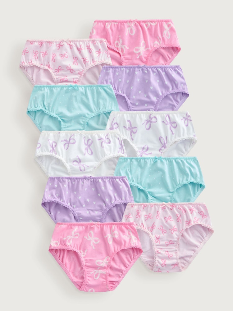 Pink/ Purple Bow - حزمة ملابس داخلية من 10 قطع (1.5-16 سنة) - صورة 1 من 14
