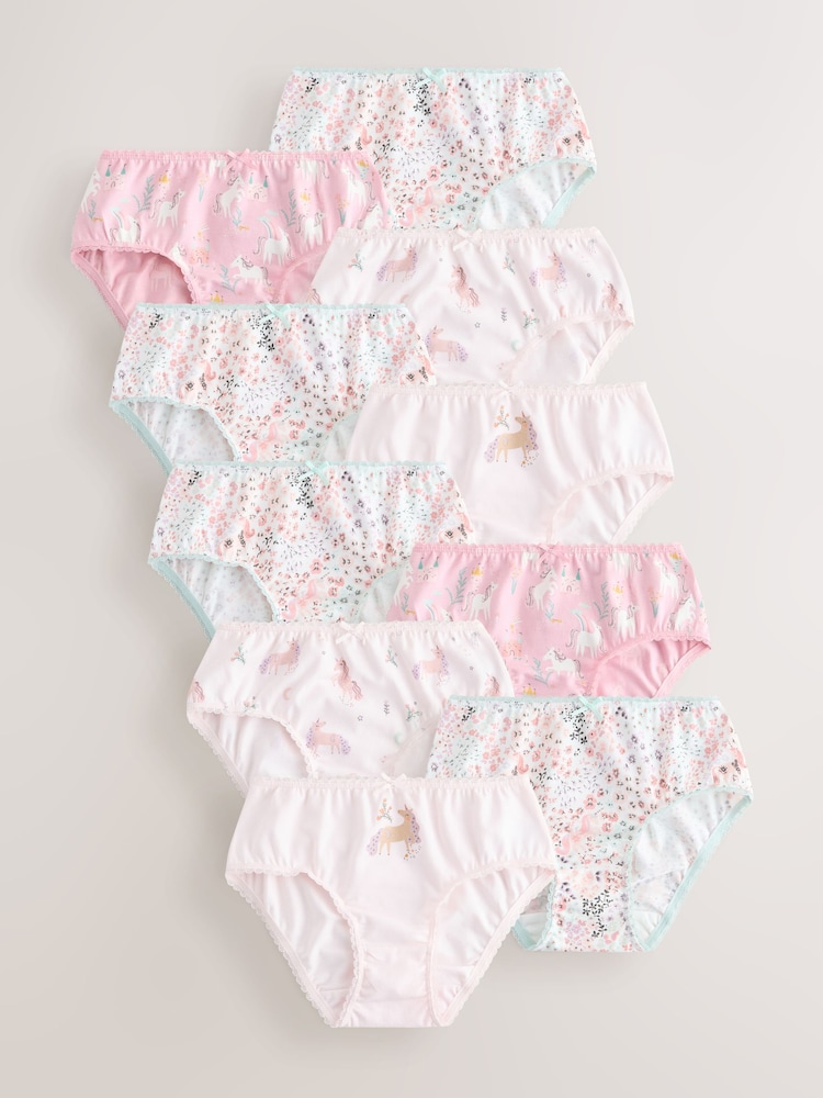 Pink Unicorn Briefs 10 Pack (1.5-16yrs) - Image 1 of 14