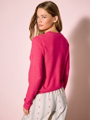 Bright Pink Cupid Supersoft Knitted V-Neck Cardigan - Image 4 of 5